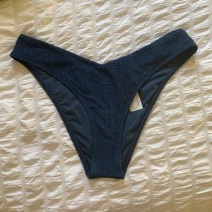 Abercrombie tall-side high leg bikini bottoms teal/navy